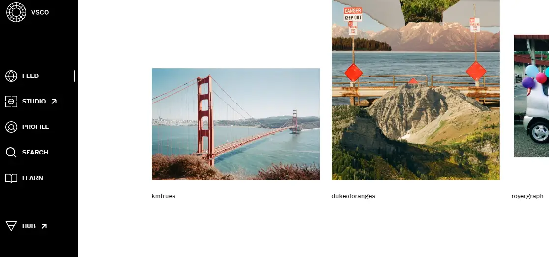 Some examples of filters available in VSCO