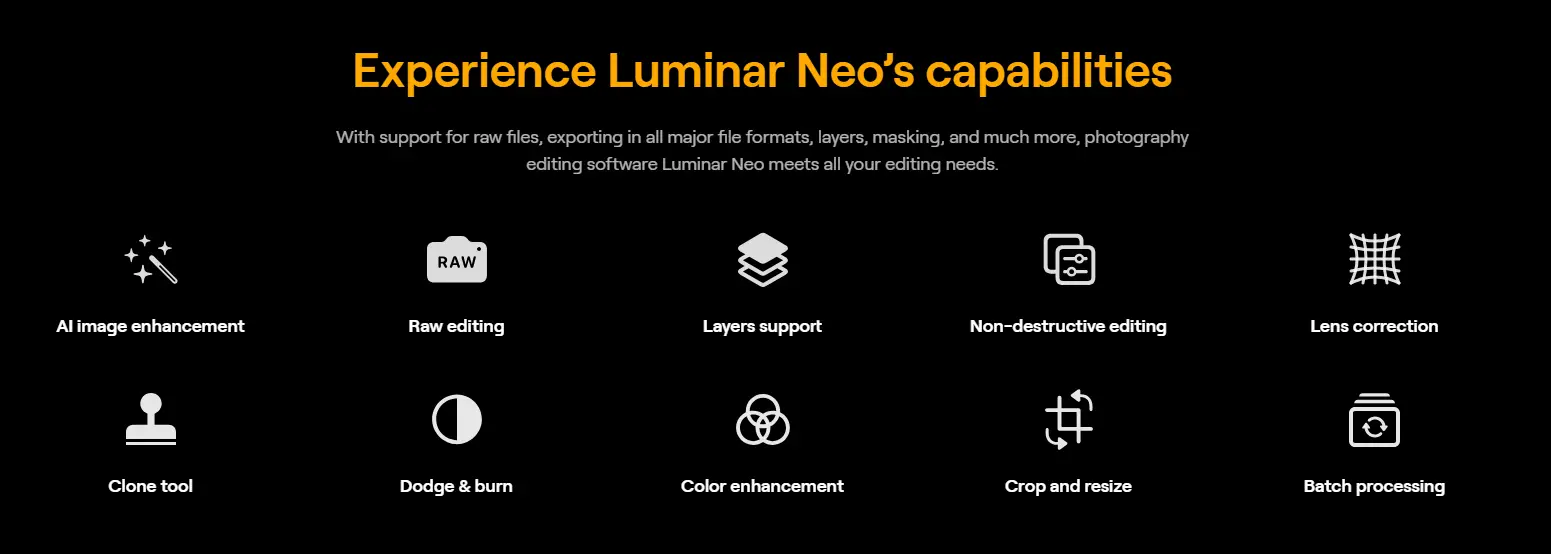 Beberapa fitur dari luminar neo