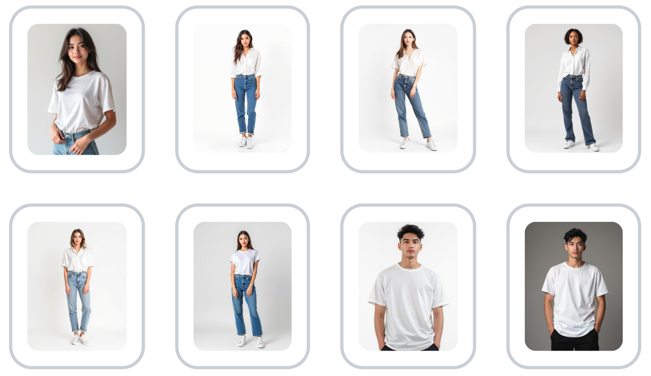 Virtual model choices available in the virtual try-on feature by Fotokatalog.