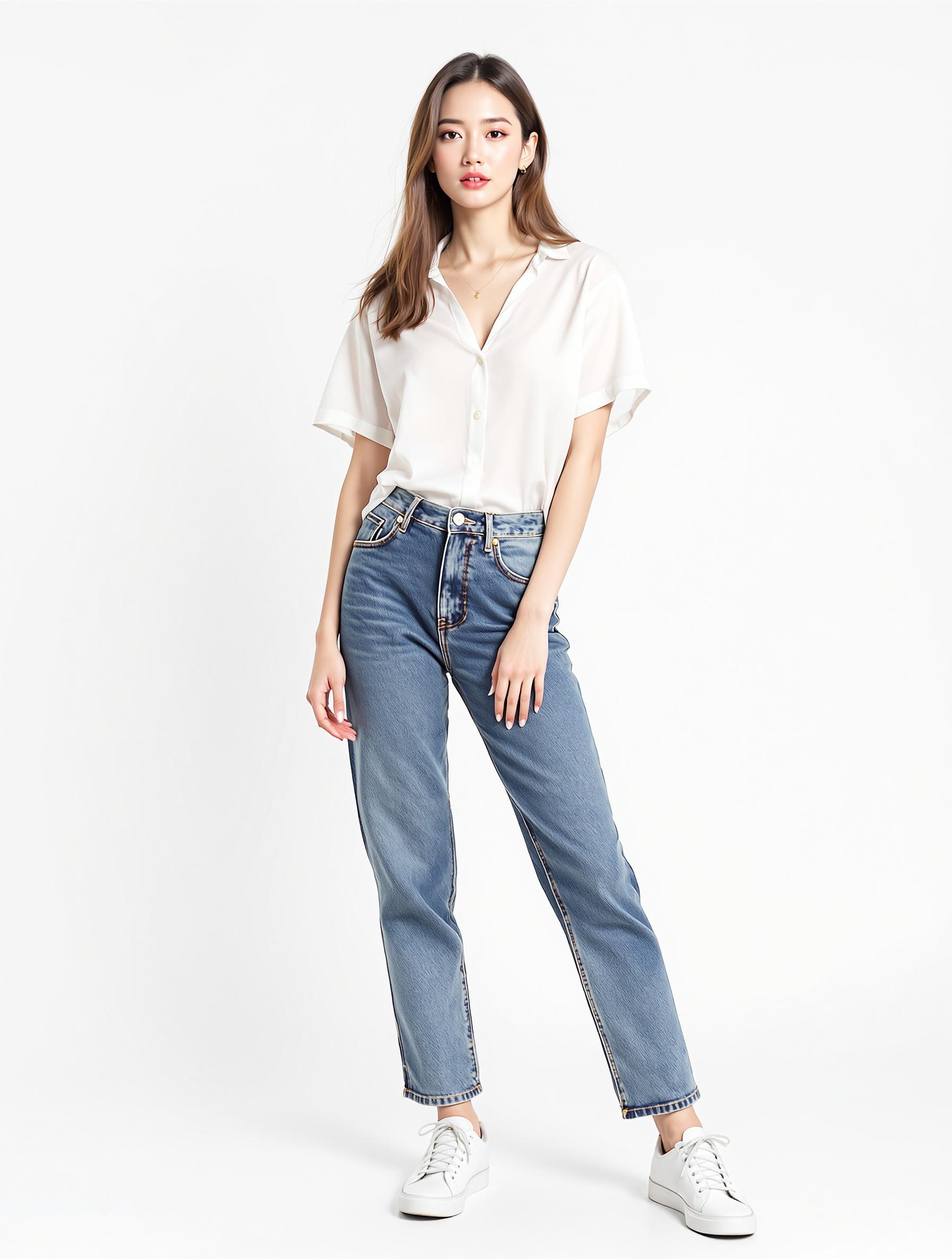 full-body portrait of asian female model