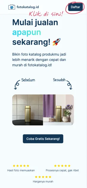 Sign up button