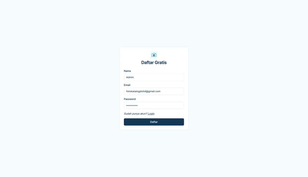 Filled sign-up form