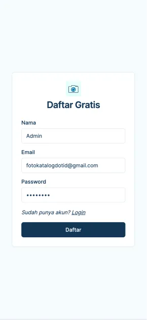 Filled sign-up form