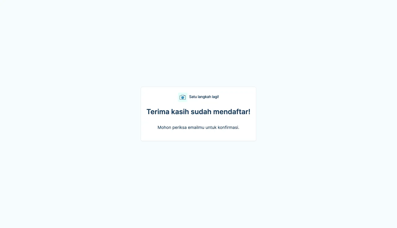 Sign-up success notification